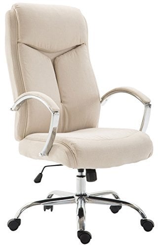 CLP Bürostuhl XL Vaud mit Stoffbezug, Chefsessel, Drehstuhl mit Armlehnen, Bürodrehstuhl mit hochwertige Polsterung, max. Belastbarkeit 140 kg, Farbe:Creme