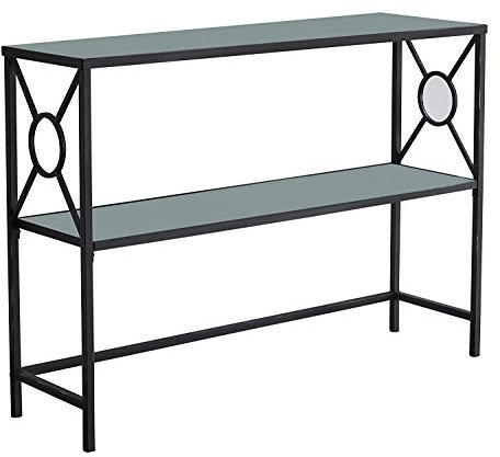 Kings Brand Loyd Console d'entrée en métal avec étagère en verre Noir
