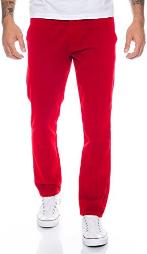 Rock Creek Herren Designer Chino Hose Regular Slim Chinohose RC-390 Rot W29 L30
