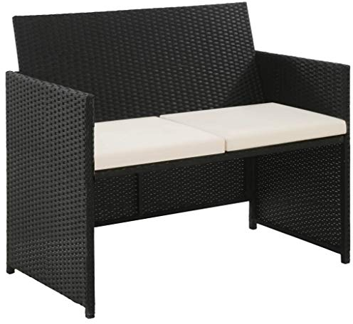 vidaXL Gartensofa 2 Sitzer Poly Rattan Gartenmöbel Loungesofa Gartenbank Sofa
