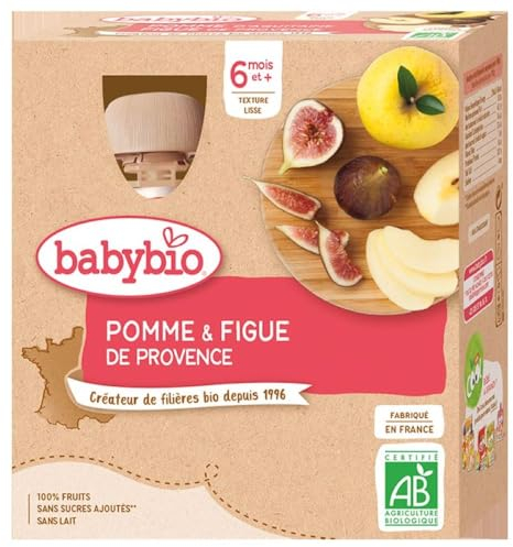 Babybio - Gourdes Fruits - Pomme Figue 4x90 g - 6+ Mois - BIO
