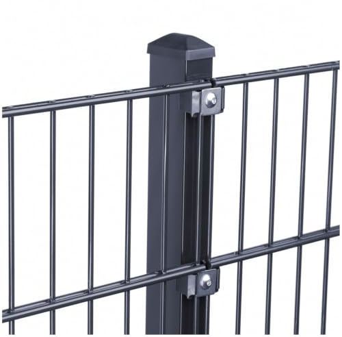 Doppelstabmattenzaun Komplettset 6/5/6 mm, Farbe Anthrazit RAL 7016 Set mit Pfosten und Klemmhaltern, Gartenzaun Stabmattenzaun Metallzaun - für Garten und Grundstück, Höhe 83 cm - Zaunlänge 30 m