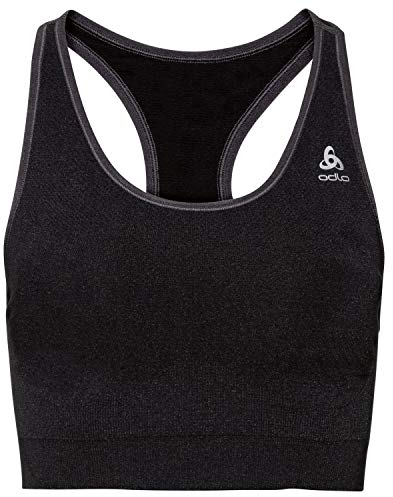 Odlo Damen Seamless Medium Ceramicool Sport BH, Black Melange, S EU