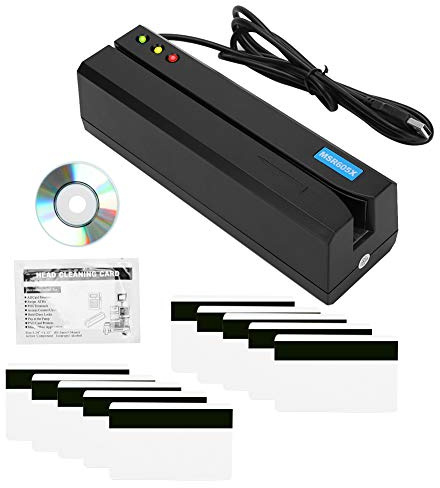 Lector de tarjetas de banda magnética, Lector de tarjetas de crédito magnético USB Swiper para MSR605X Máquina de tarjeta de crédito Indicador LED Mini lector de banda magnética
