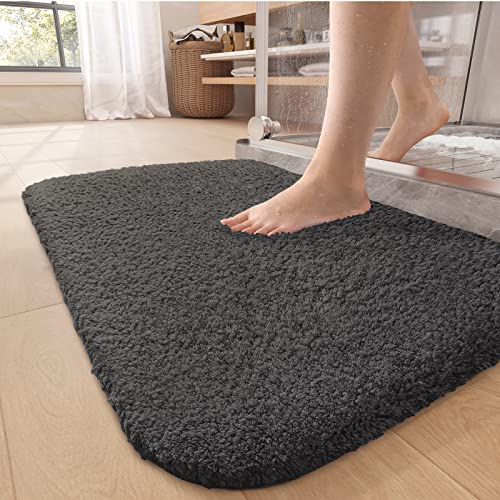 Color G Badezimmerteppich 50 x 80cm, rutschfest Badematte, Badvorleger rutschfest waschbar, Badteppich Saugfähig Flauschig, Badematten Badteppiche für Badezimmer Badewanne (Dunkelgrau)