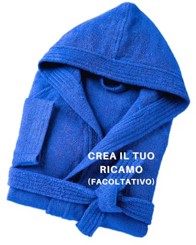 MAYRA Accappatoio Personalizzabile in Spugna 100% Cotone 500 gr Taglie Calibrate | Adulto, Uomo, Donna, Hotel | Personalizzato con Iniziali, Nome, Logo | Design e Ricamo Made in Italy (XL, Blu Royal)