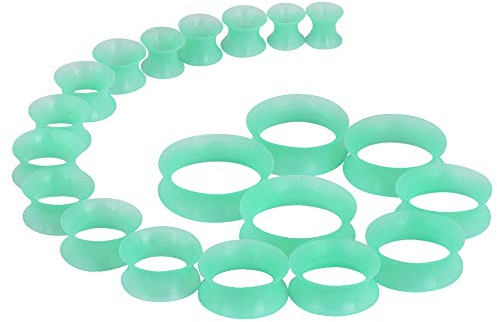 Longbeauty Lot de 20 / 10 paires de tunnels en silicone souple / dur - Kit d'extension d'oreille - Double évasé - Écarteurs flexibles, Silicone