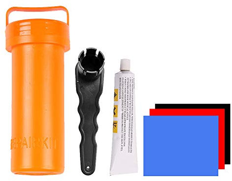 Lepeuxi Kit de reparación de SUP con parches de PVC y pegamento para inflables Kit de reparación de paddleboard portátil de pie con llave para tabla de surf