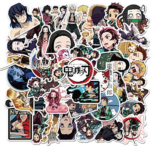 Demon Slayer Aufkleber Pack 50 Stück Cartoon Abziehbilder von Anime Autoaufkleber Abziehbilder für Autos Motorrad Tragbares Gepäck Ipad Laptops Wasserdicht Sonnenlichtsicher