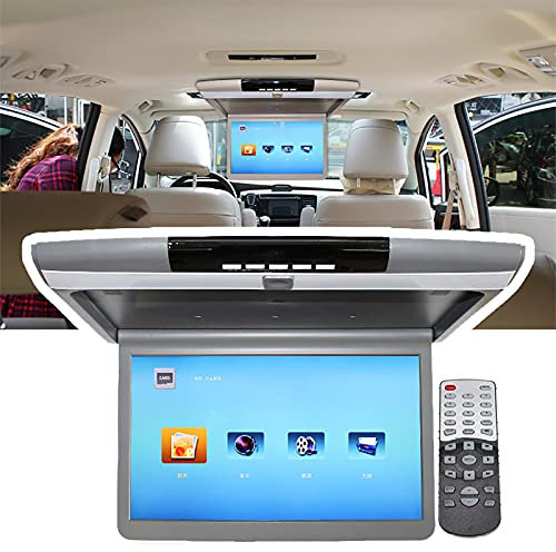 HEWXWX 17,3 Pollici Supporto del Tetto dell'automobile Flip Down Monitor da Soffitto TV, Auto Overhead Player sul Tetto - con USB/SD/HDMI Port,Silver