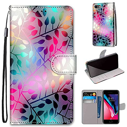 TOMYOU für iPhone 7/8 Hülle, Rutschfeste Schutzhülle Mit Kartenschlitz, Leder Flip Case