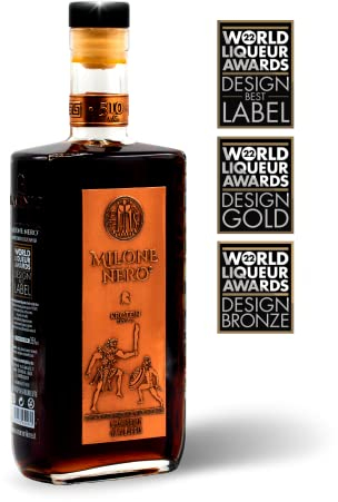 Amaro Milone Nero, 70 cl – Amarissimo di Calabria (35% Vol.) – Liquore Artigianale per Palati Esigenti – Premiato per Design e Gusto Intenso