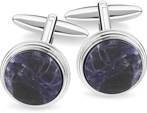 LINDENMANN Manschettenknöpfe Herren blau im Geschenketui für Business oder Hochzeit