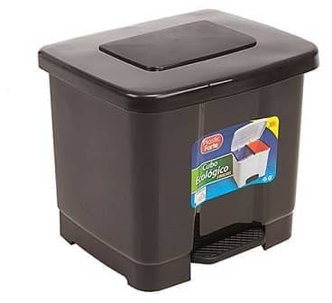 CABLEPELADO Cubo de Basura con Separador y Apertura de Pedal, Papelera Plástico Libre de BPA, 38 x 43 x 38 cm, Capacidad 35 Litros, Negro