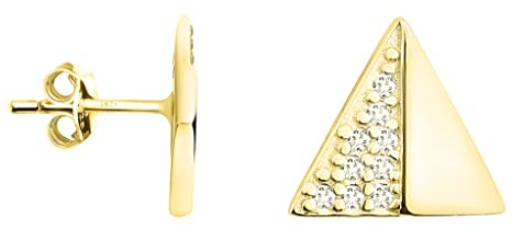 SOFIA MILANI - Damen Ohrringe 925 Silber - vergoldet/golden & mit Zirkonia Steinen - Dreieck Ohrstecker - E1270