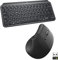 Logitech MX Keys Mini Tastatur und Lift vertikale ergonomische Maus – kabellos, beleuchtete Tasten, Bluetooth/Logi Bolt USB-Empfänger, leise, Windows/macOS/iPadOS, Notebook, PC, QWERTZ DEU - Grau