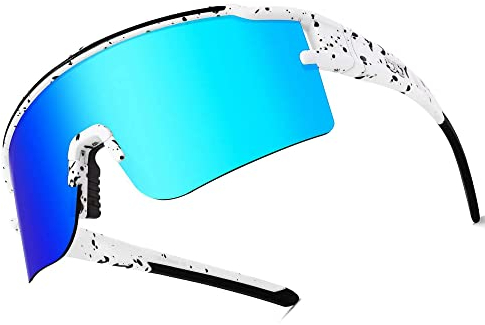 ZNBIOINA Polarisierte Sport-Sonnenbrille mit 3 austauschbaren Gläsern, coole Brille zum Autofahren, Radfahren, Angeln (N02)