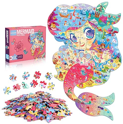 FORMIZON Puzzle Kinder, 128 Teile tierische Puzzleteile, Ocean Puzzle Spielzeug, Pädagogisches Spielzeug, Kinderpuzzle Geschenk für Jungen Mädche ab 5-12 Jahren