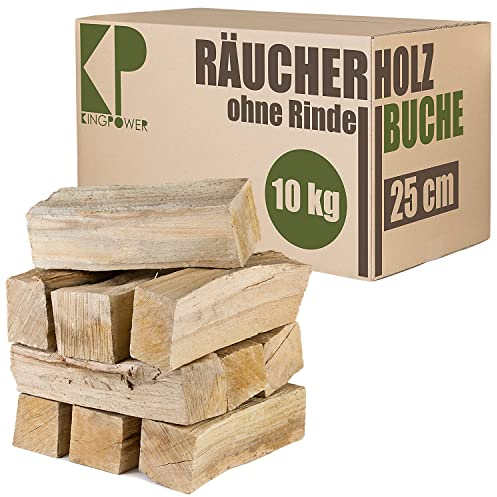 Buche Smoker Holz Räucherholz Brennholz 10 kg Buchenholz ohne Rinde 25 cm Kaminholz Smoke Feuerholz Grillen Wood BBQ Rauch Raeuchern Smokewood Kingpower
