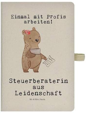 Mr. & Mrs. Panda DIN A4 Baumwoll Notizbuch Steuerberaterin Leidenschaft - Geschenk, Mitarbeiter, Notizheft, Kladde, Notizen, Jubiläum, Adressbuch,