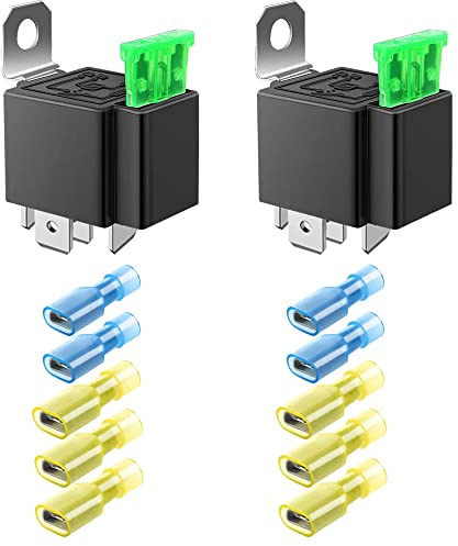 GUUZI 2 Pack 30A 12V DC 5-Pin SPDT Sicherungsrelais Auto LKW -30A ATO/ATC Relais Schalter (10 Stück Nylon Terminal)