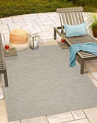Mia´s Teppiche Denver robuster Outdoor Teppich, modern, Wetterfest & UV-beständig, für Balkon, Terrasse und Wintergarten, flach, auch für Küche oder Esszimmer, Beige-Grau, 80 x 150 cm