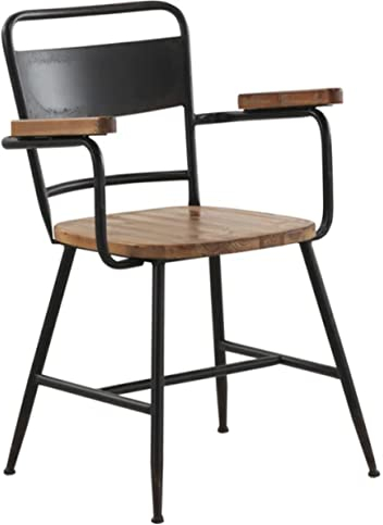 Stuhl mit Armlehne Nora, Stuhl Industrial Style Metall, Teak Holz, Modern