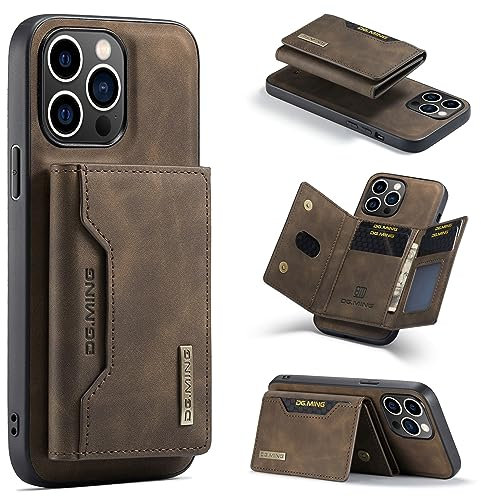 ZCDAYE Wallet Case for iPhone 15 Pro, Leather Phone Case with Removable Magnetic Card Holder Men Women Cases Useful Protective Phone Cover for iPhone 15 Pro (6.06 inches), Khaki