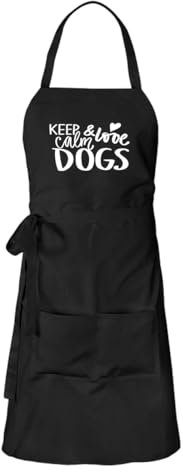 Huuraa Kochschürze Keep calm and love Dogs Geschenk Schwarz Baumwolle Keep calm and Geschenkidee