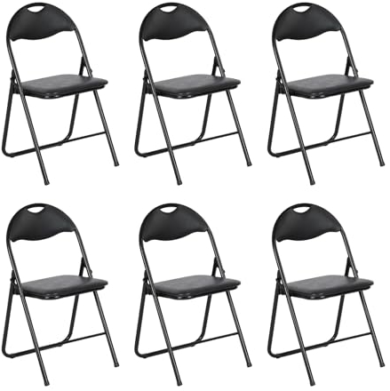LuxNook Metall Klappstuhl, 150kg belastbar, 6er-Set mit PVC-Polsterung und Rückenlehne. Bequemer Klappstuhl für Gäste, Küche, Camping