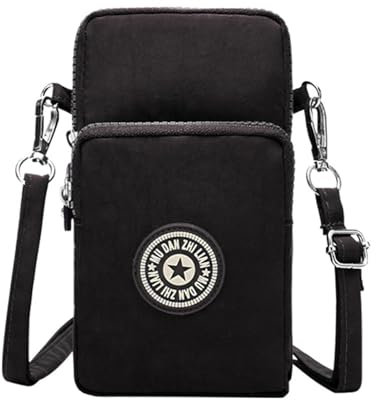 Vintage Canvas Taschen Mit Paris Druck Kleine Umhängetasche für Damen, Handytasche, Wasser-Nylon-Reißverschluss, Umhängetasche, Geldbörse, Geldbörse für Sport, Einkaufen, Aigner (Black, One Size)