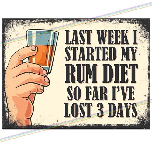 Rum Diet Metal Bar Sign Father's Gift Logo Man Cave Tin Vintage Hanging Wall Plaque Kitchen Garden Shed Garage Funny Made UK (27cm x 18cm)
