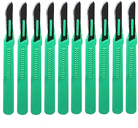 Sterile Skalpell Messer Steril Einmalskalpell Nr.10 rostfreiem Edelstahl,Griff mit einem abgestuften Skala aus Kunststoff, 10 einzeln verpackte Skalpelle