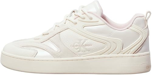 Calvin Klein Damen Cupsole Sneaker Basket Low Perlmuttoptik, Beige (Creamy White/Peach Whip), 38