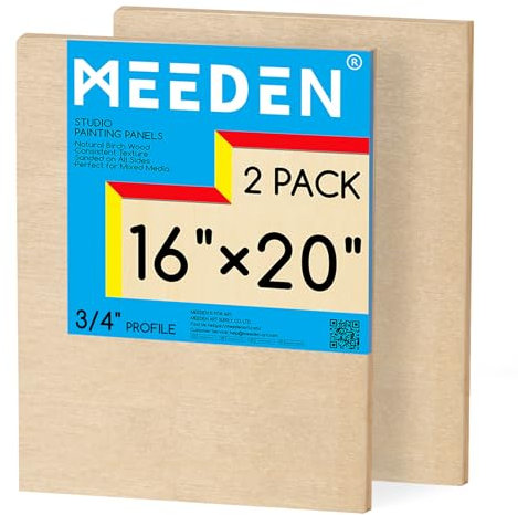 MEEDEN Unfinished Wood Canvas Board: 3/4” Deep 16x20” Wooden Canvas Panel Pack of 2 - Blank Cradled Wood Art Board for Painting