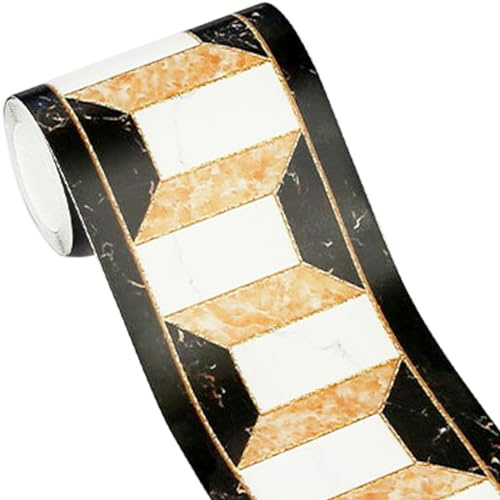 GKKBUFF Revêtement mural géométrique moderne en PVC pour bordure de papier peint - Autocollants décoratifs pour carrelage de cuisine - Bordure de toilette pour plafond, coin, miroir, meubles, porte,