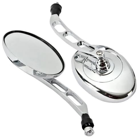 DENGG Motorrad Spiegel Set Für Harley Für Davidson Für Dyna Softail Für Sportster Touring IRON Für Custom XL 1200 883 Für Fatboy Chrom Oval Klar Motorrad Rückspiegel Rückspiegel Spiegel