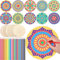 Vercraft Mandala-Gemälde-Set aus Holz, 10 unlackierte Holzausschnitte mit 18 Buntstiften für Bastelset, Mandala-Handwerk zum Malen, Basteln, Heimdekoration (Retro-Stil)