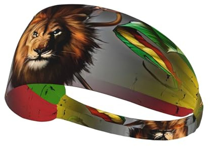 Sport Stirnband Rasta Reggae Gras Blatt Löwe Sport Stirnband Für Damen Und Herren rutschfest Workout-Haarband Dünne Sport Kopftuch, Für Winter, Sport, 54-60cm
