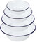 WENLISELL 4 platos esmaltados para el horno, redondos con borde blanco y azul, 16 cm, 18 cm, 20 cm, 22 cm, platos esmaltados para tartas para estufa