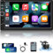 Techschermo A3472A3 Doppel Din Radio mit 7 Zoll HD Touchscreen, Carplay & Android Auto, Bluetooth 5.1, Mirror Link, SWC, EQ, FM Radio, 45 Watt, Schwarz