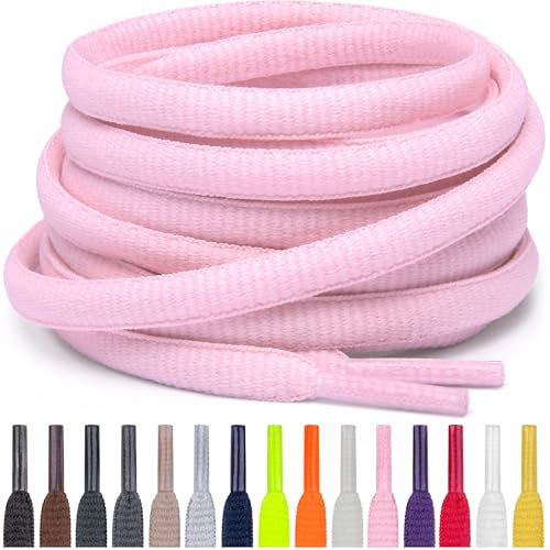 Miscly Cordones Atléticos Ovalados - Disponibles en Múltiples Longitudes y Colores (Rosa, 91 cm)