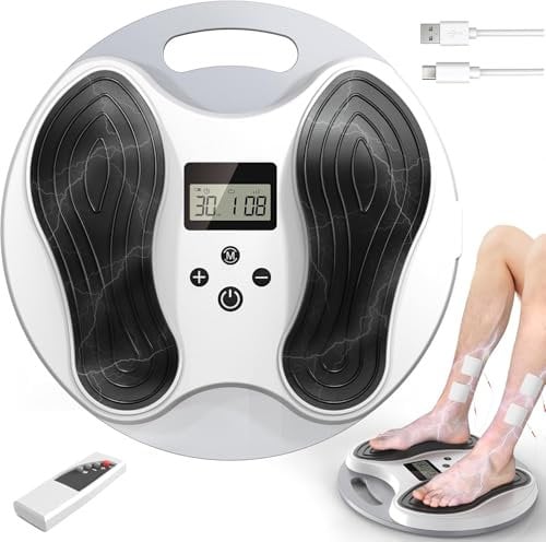 Durchblutungs-stimulator Beine und Füße, Verbessert die Fußdurchblutung und Neuropathie, Bekämpft Knie- und Beinschmerzen, EMS Fussmassagegerät Elektrisch Durchblutungsstimulator mit 4 TENS Pads