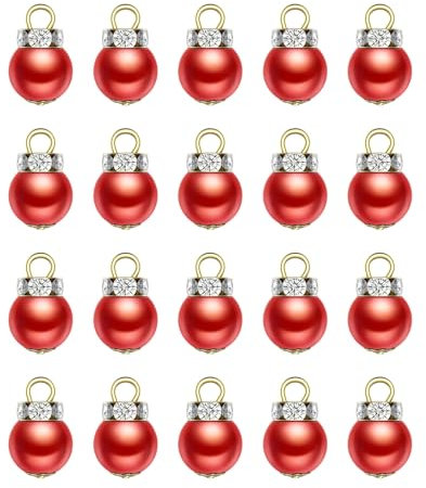 Mini Christbaumkugeln, Miniatur Wichtel Zubehör, Weihnachtskugeln 1cm Rot, Klein Weihnachtsbaumschmuck