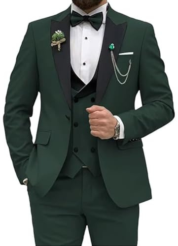 Men Slim Fit Suit 3 Piece Wedding Party Prom Suits One Button Jacket Vest and Pants