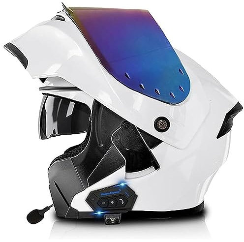 Caimcie Bluetooth Motorradhelm Motorrad Klapphelm Mit Doppelvisier DOT/ECE-Zugelassener Rollerhelm Sturzhelm Integralhelm Racing Helm Für Damen Herren A,XS/53-54CM