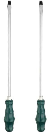 sourcing map 2pcs SL8 Flat Head Screwdriver 15.7 Magnetic Demolition Slotted Screwdrivers 11.8 CR-V with Ergonomic Handle for DIY Repairing, Green