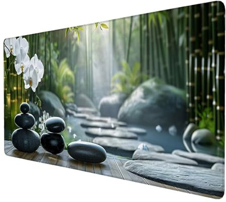 Mouse Mat, Zen Mouse Pad Large (47.2 x 23.6 inch), Waterproof Desk Mat with Stitched Edge, Extended Comfortable Gaming Mouse Pad with Smooth Cloth Surface, Mouse Pad for Gaming, Office & Home H-4