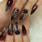 GlamRays Lot de 24 faux ongles press on nails, moyens, en forme d'amande, araignée, dégradé, rouge, avec motif toile d'araignée, en acrylique, brillant, noir mat