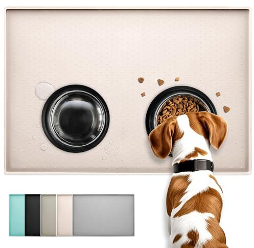 Conlun Tapis de Nourriture pour Chien et Chat de Silicone, Design antidérapant, Bord surélevé pour éviter Que l'eau ou la Nourriture ne se renverse, Passe au Lave-Vaisselle, Facile à Nettoyer